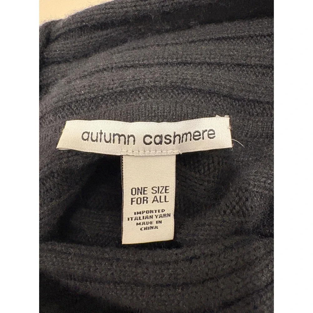 Autumn Cashmere Hybrid scarf cape wrap OS Black Cashmere Wool Blend Ribbed chic